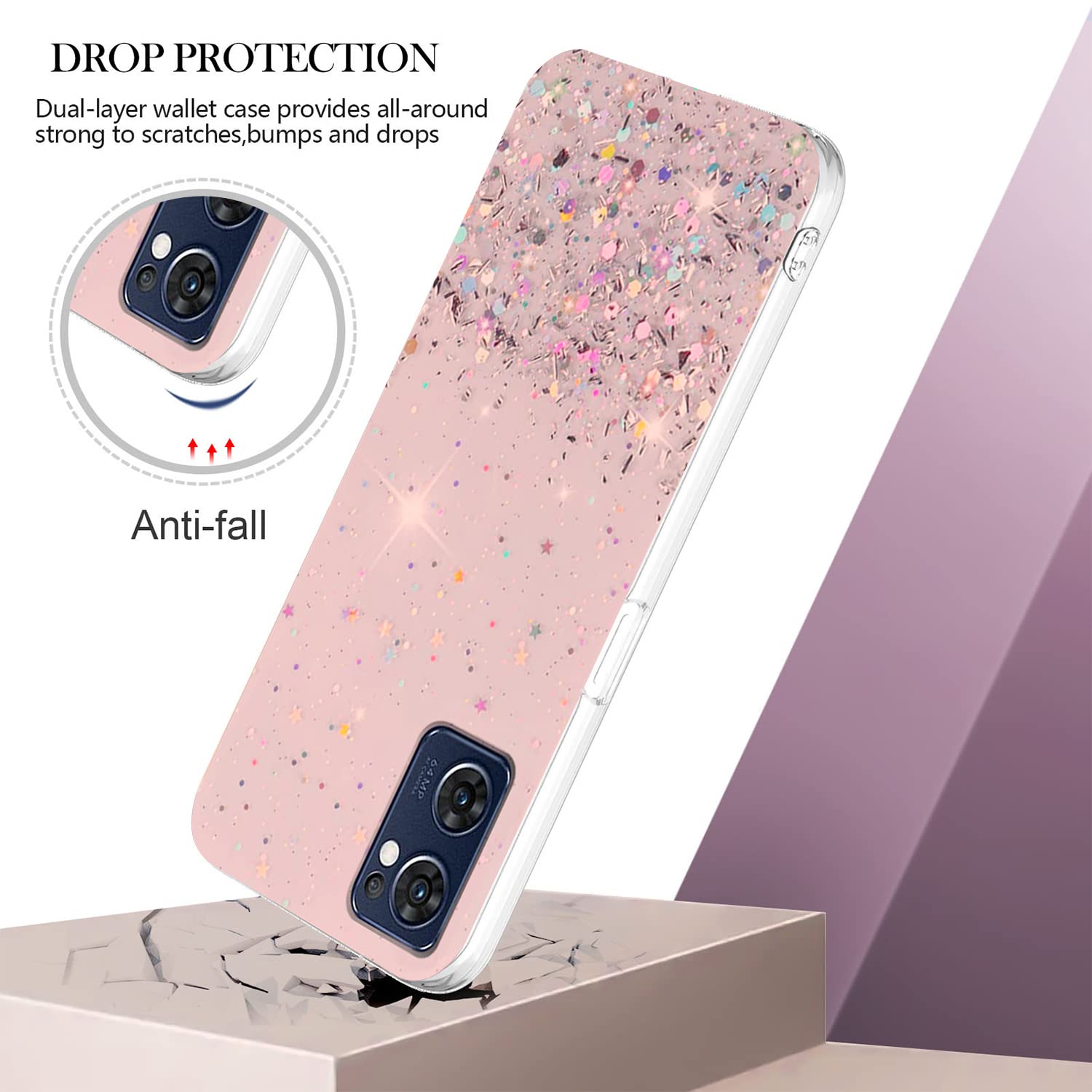 YUXING Cover Transparente Glitter per Oppo Find X5 Lite/Reno 7 5G, Ragazze Donna Flora Motivo Custodia Bling Sottile, Antiurto Scintillante TPU Case (Blue