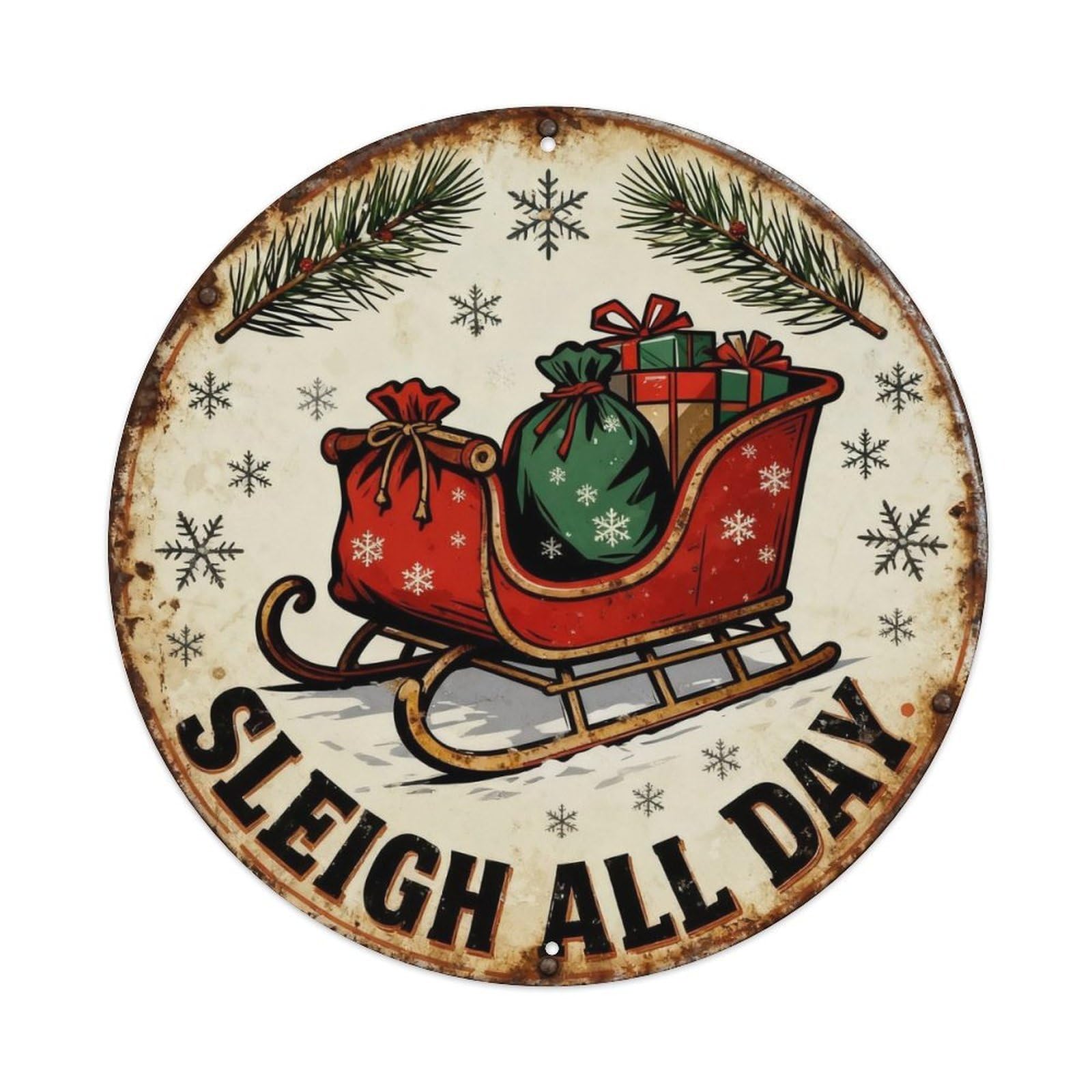 Sleigh All Day Metal Tin Sign Plaque
