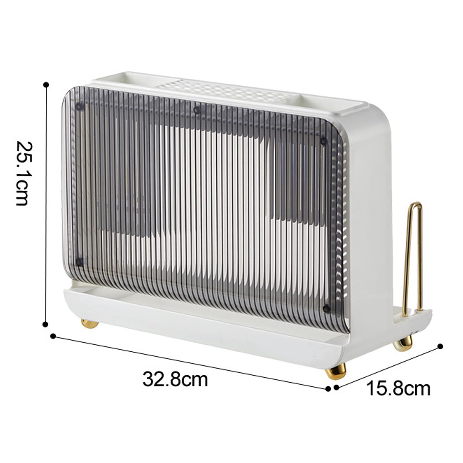 Porte-ustensiles de cuisine pour comptoir, support de séchage d’ustensiles antidérapant avec trous de drainage, organisateur multifonctionnel pour baguettes, cuillères et (Blanche)