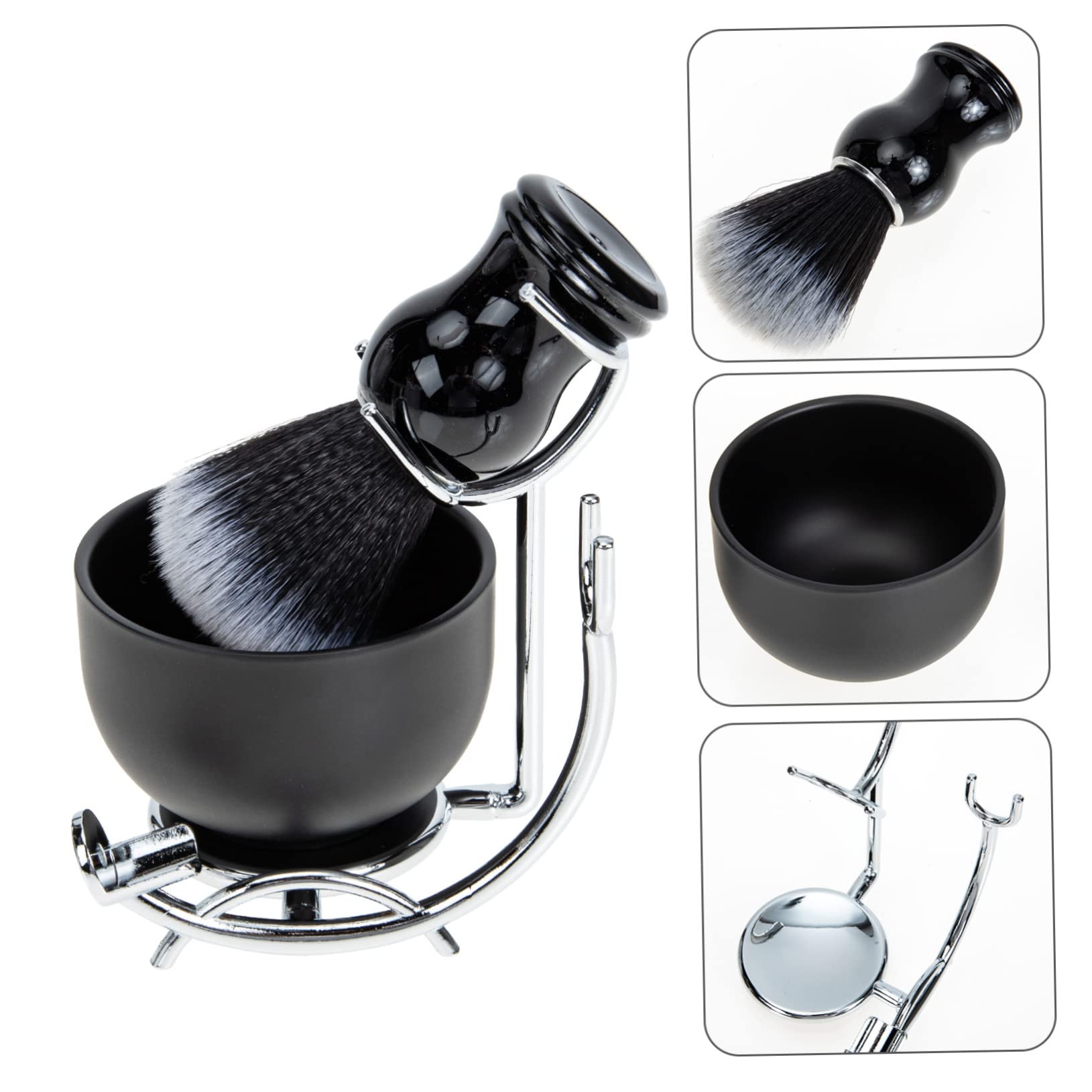 FRCOLOR Barba Uomo Completo Pennello da e Ciotola da Barba Kit Rasatura per Uomo Supporto per Pennello Setole Naturali