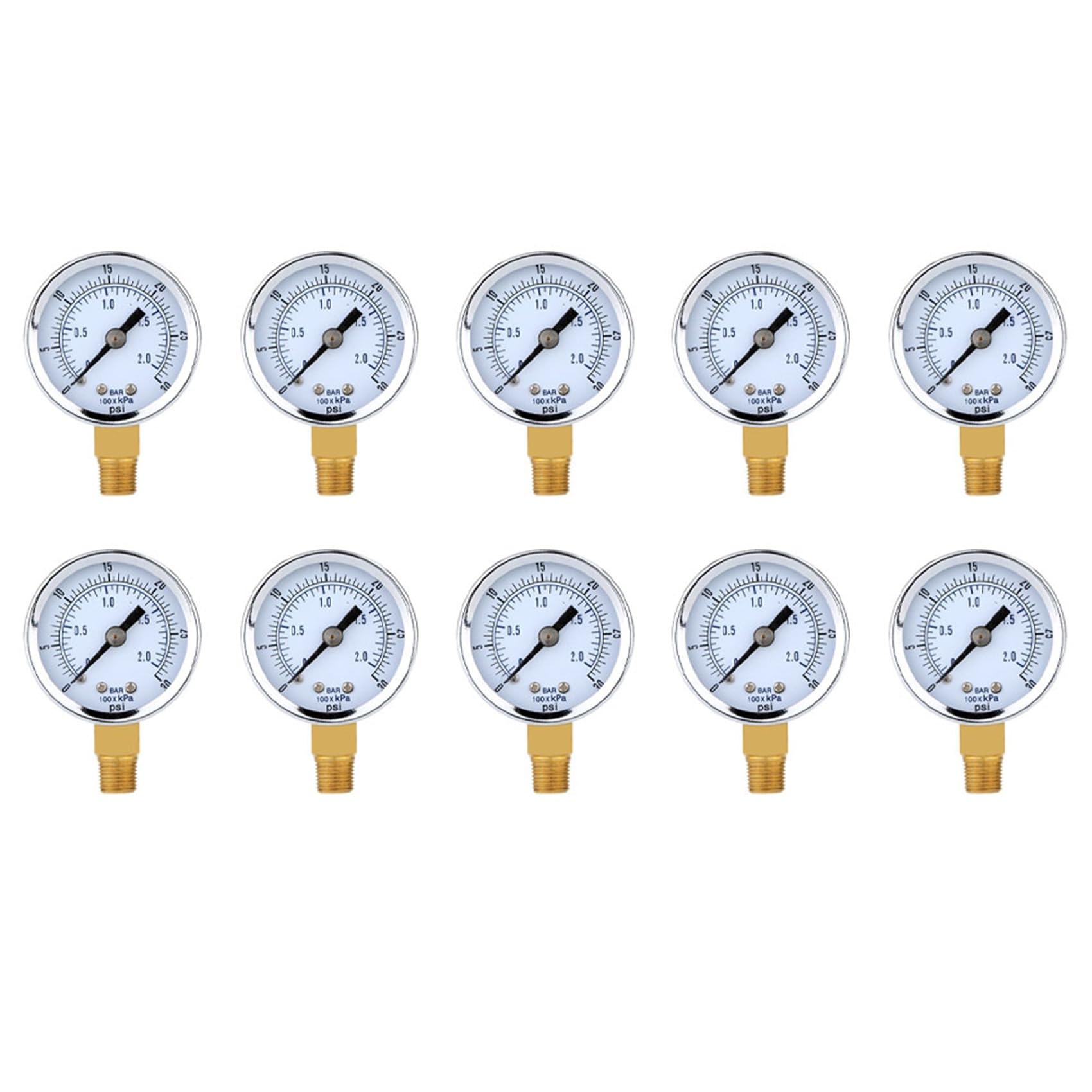 Jnchdghwa Black 10X Pressure Gauge - 0-30 Psi 0-2 Bar Mini Gauge Compressor Meters Hydraulic Pressure Gauge Gage