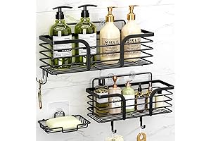 Shower Caddy Organizer: Adhesive Shower Storage with Soap Dish