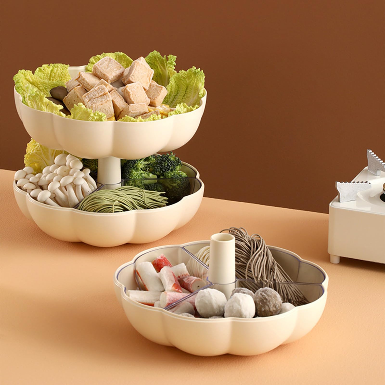 Pumpkin Candy Box Decoration Living Room Coffee Table Snack Melon Storage Box Double Layer Fruit Plates Candy Box Fruit Basket Basket Sundry Organising Basket