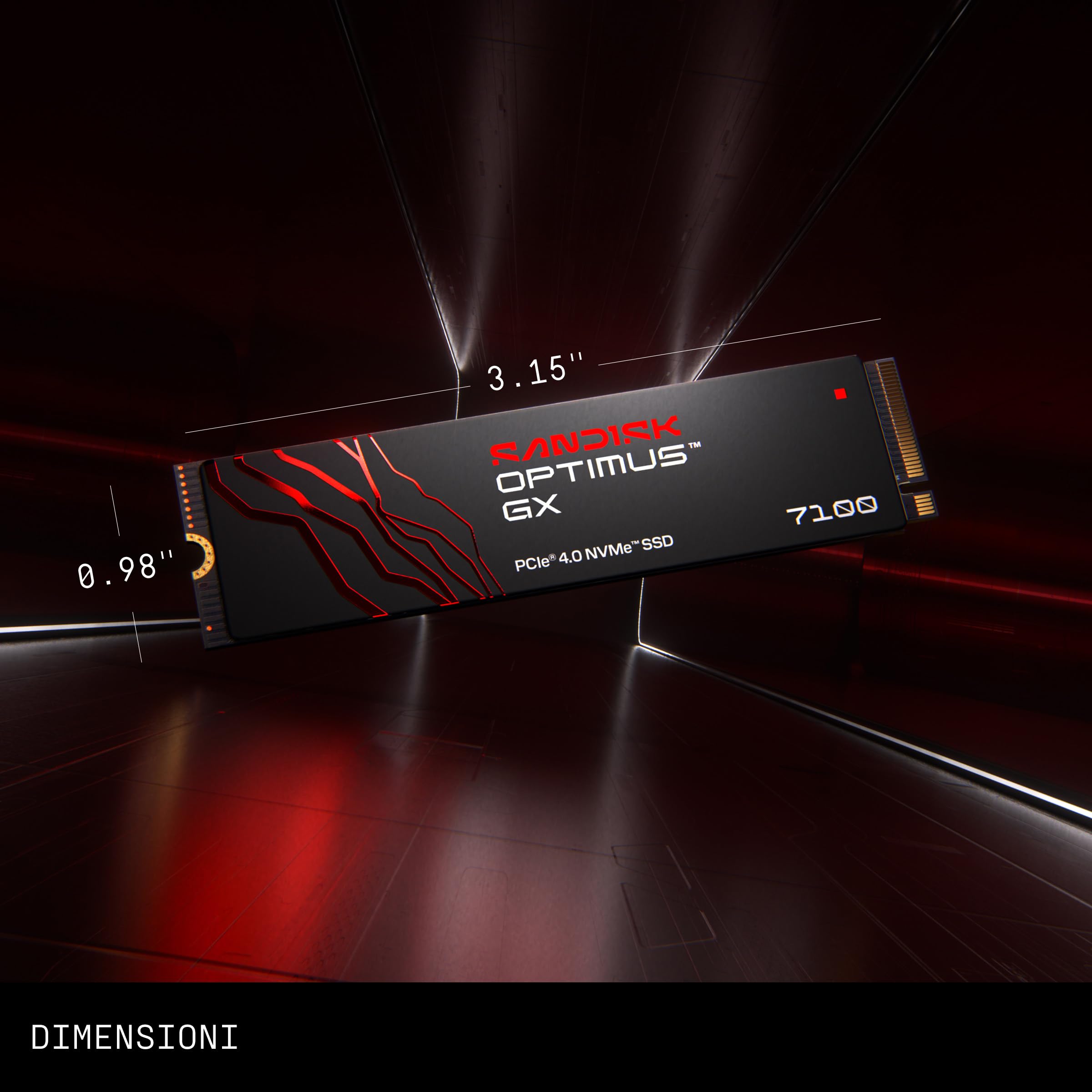 SANDISK Optimus GX 7100 NVMe SSD 500 GB (fino a 7.250/6.900 MB/s velocità di lettura e scrittura sequenziale, PCIe 4.0, M.2 2280, BiCS TLC 3D CBA NAND, SANDISK DASHBOARD)