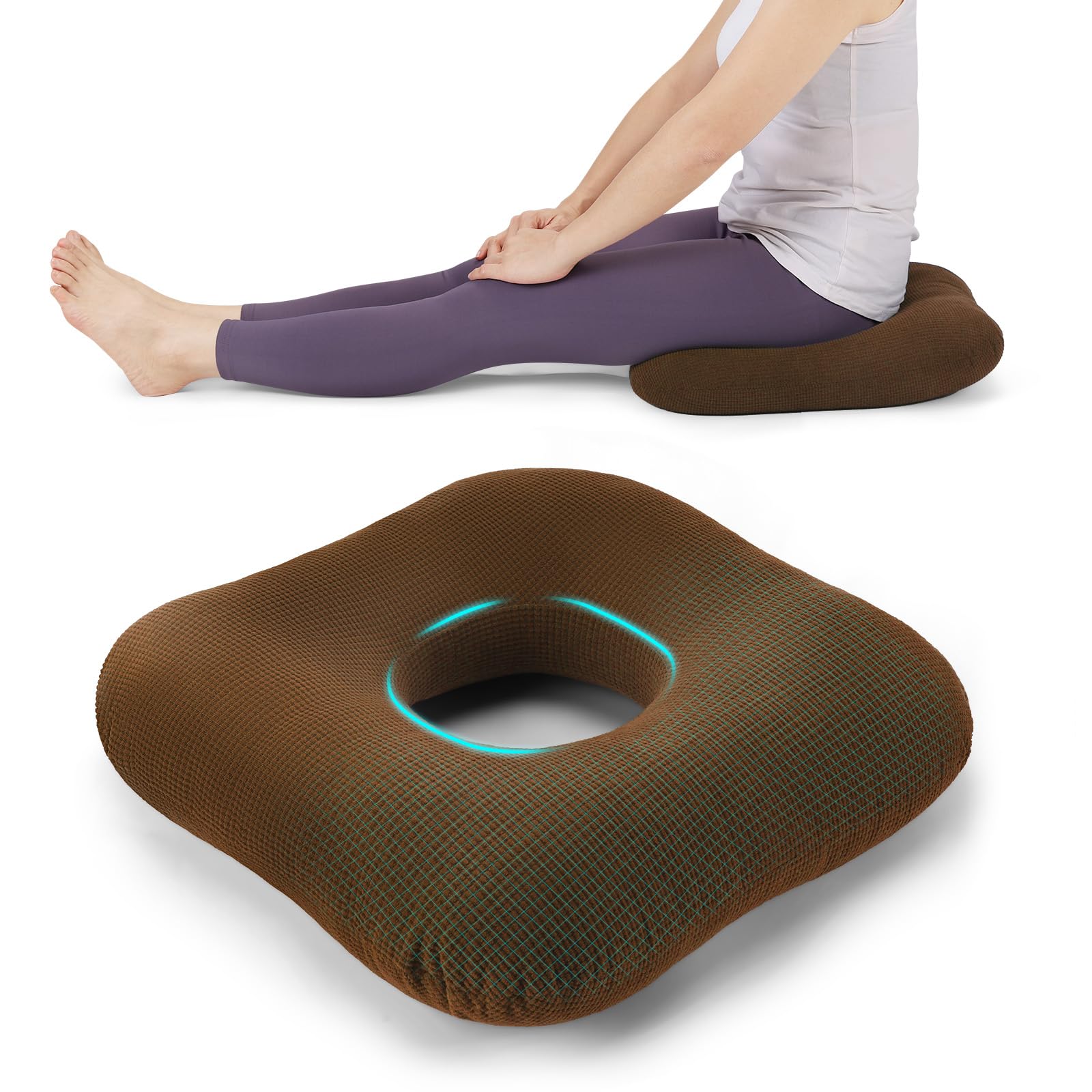 HZYAMZ Donut Pillow Tailbone Pain Relief Cushion Bed Sores, Bed Sore Cushions for Butt, Positioning Pillow, Anti-Decubitus Pad for Hemorrhoids, After Surgery (Brown)