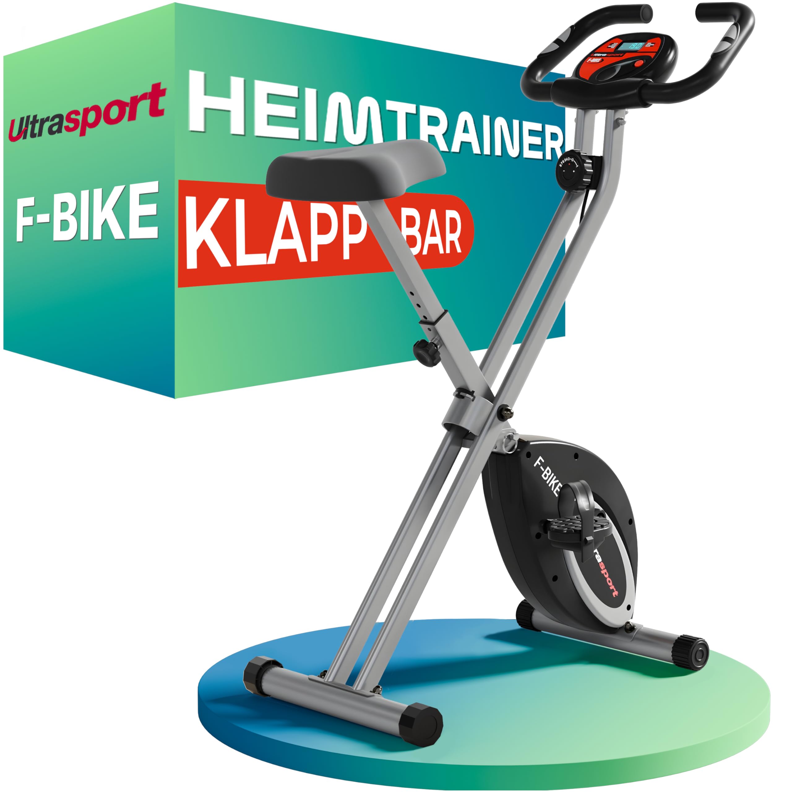 Ultrasport Heimtrainer Fahrrad Klappbar I Hometrainer Fahrrad Klappbar Extra Leise bis 130 KG mit Komfort-Sattel I Ergometer Heimtrainer, Fitnessbikes, Indoor Bike, Trimmrad