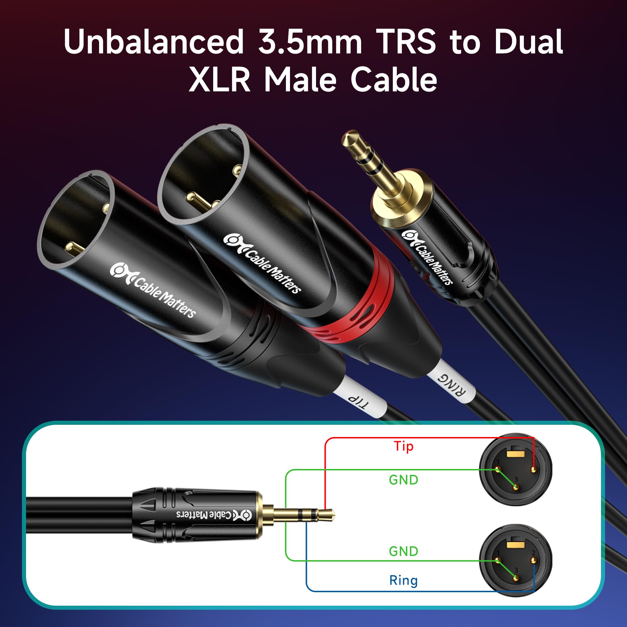 Amazon.co.jp: Cable Matters 3.5mm TRS - 2 XLRケーブル、オス-オス