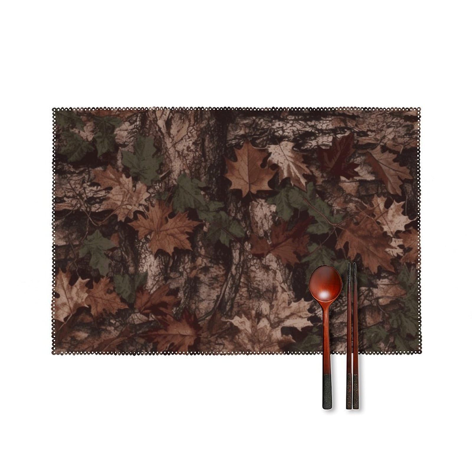 Outfitter Tuff Camo Placemats Set of 6, 12x18 Inch Heat Resistant Washable Canvas Table Mats, Stain Resistant Decorative Dining Placemats for Kitchen, Restaurant, Outdoor Party