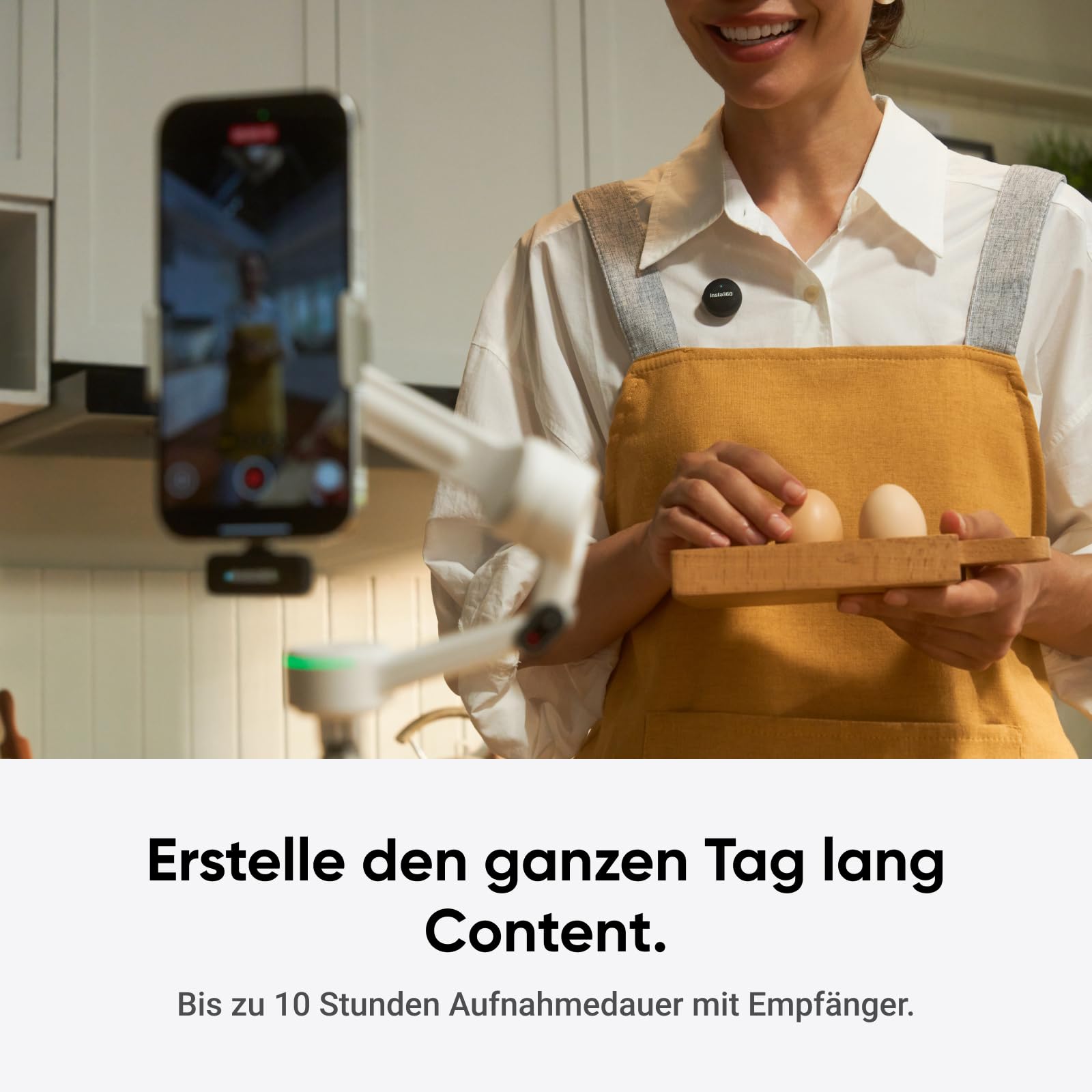 Insta360 Mic Air Transmitter, ultraleichte 7,9 g, Drahtloses Mikrofon X5/X4/X4 Air/Ace Pro 2/GO Ultra, Rauschunterdrückung, Vlog, Streaming