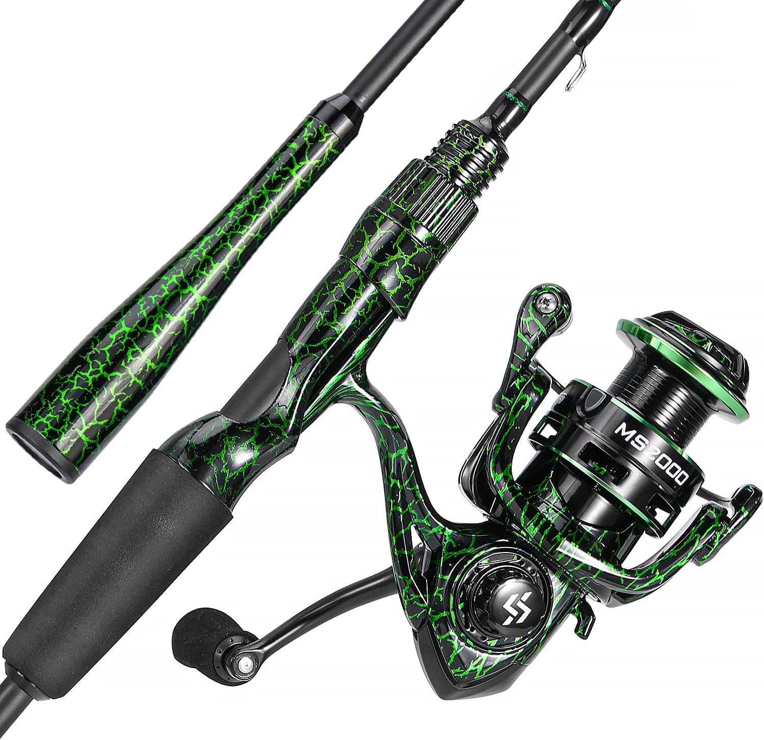 Sougayilang Casting Fishing Rod Combos, IM6 Graphite 2Pc Blanks, Anti-Reverse Baitcasting Reel, Stainless Steel Guides 6'0" Medium- Fast- 2piece Spinning With 2000 Size Reel