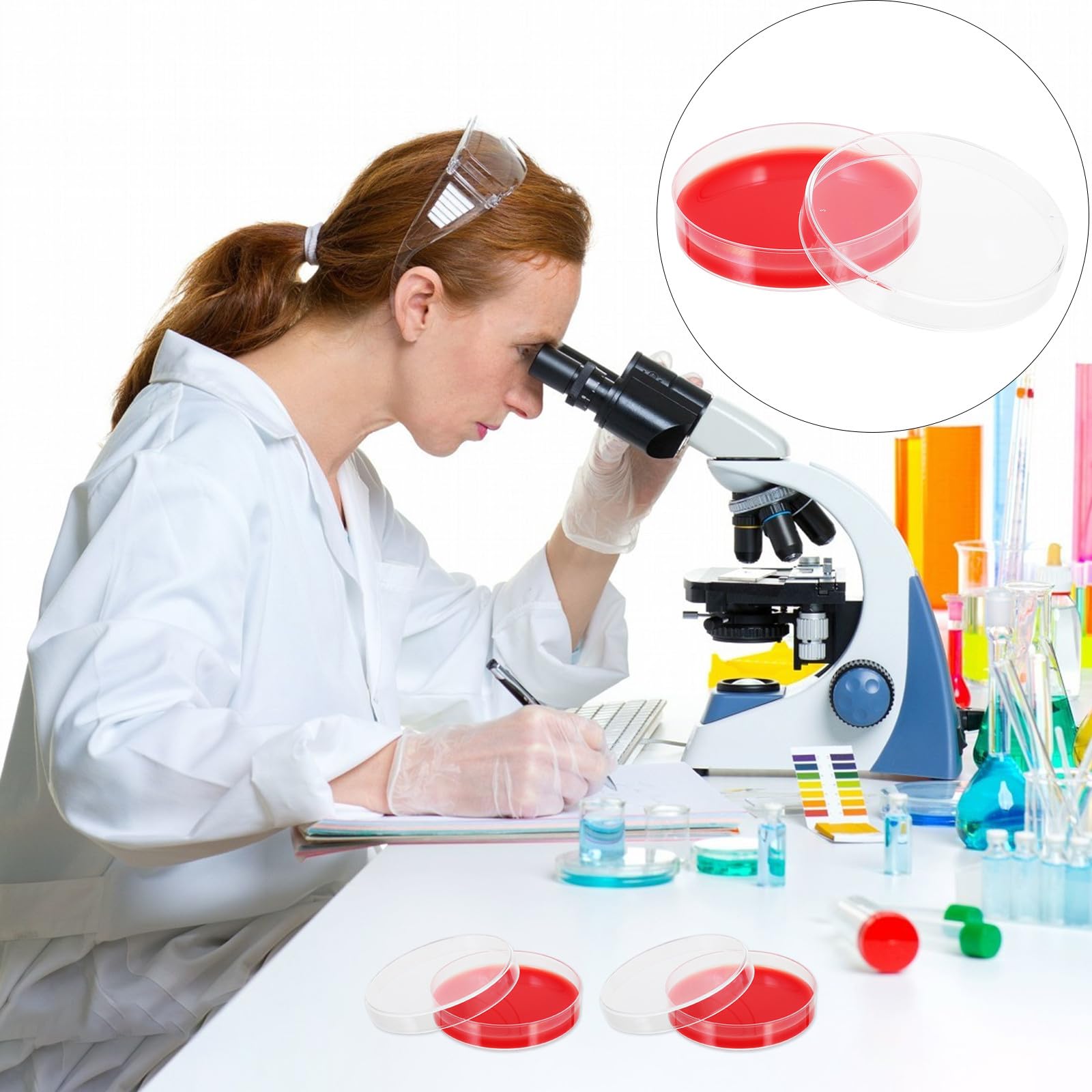 Placas de Agar Sangre Selectas 70 MM 10 Unidades Medio de Cultivo Laboratorio Placas Petri Cultivo Microbiológico Uso Hospitalario y Científico