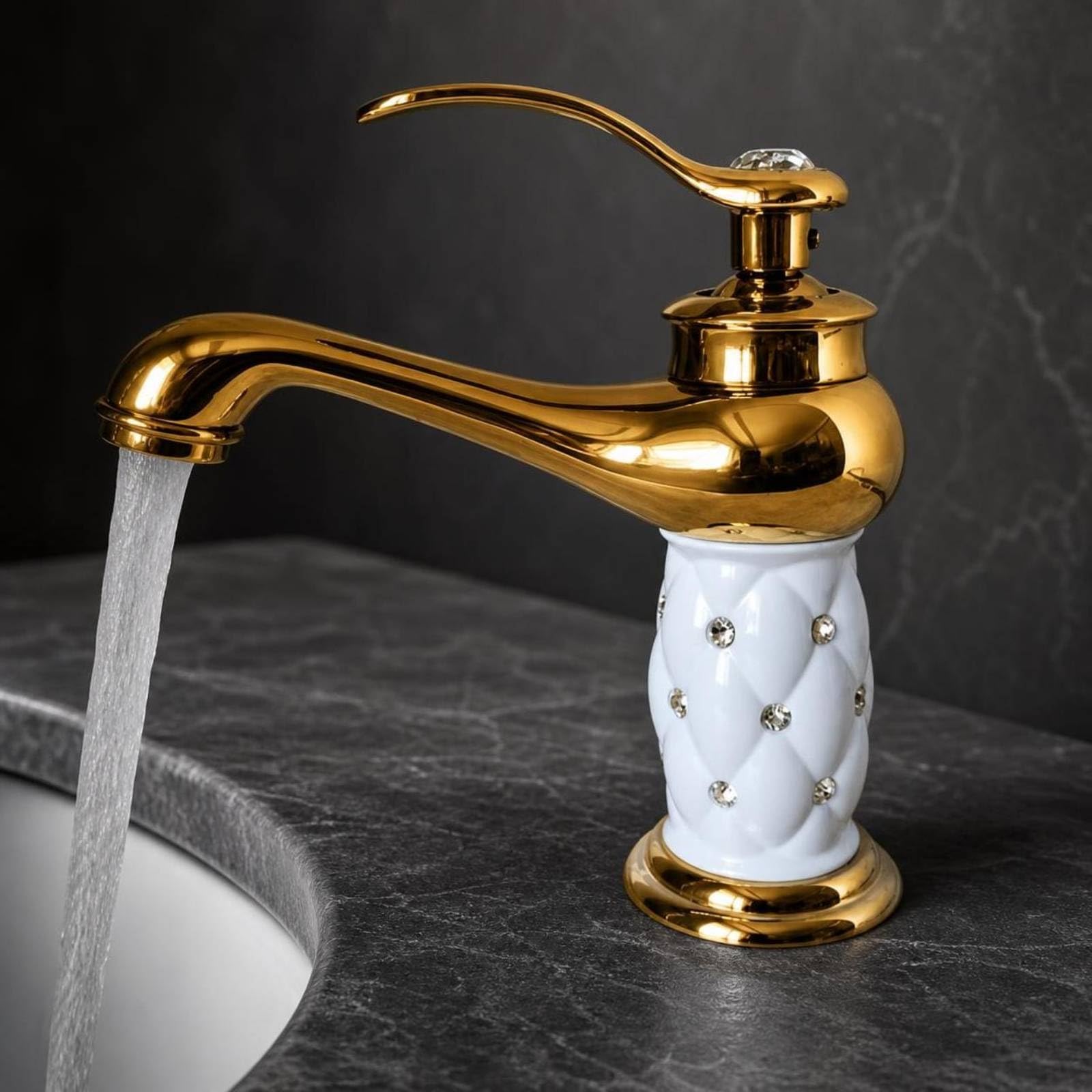 Ronyme Rubinetto con Elegante Miscelatore Monocomando Ottone Massiccio Rubinetteria per Lavabo, Bagno, style to 3, color to 3