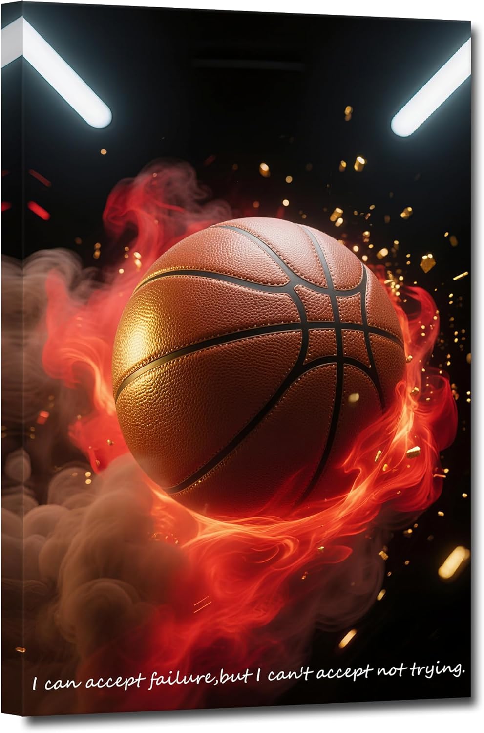 TLZKHTS Basketball Sports Canvas Wall Art Framed Inspirational Sport Theme Painting Picture Poster Art Gift for Sports Fans Men Boys Teens (B-2, 12.00L X8.00W,Framed)