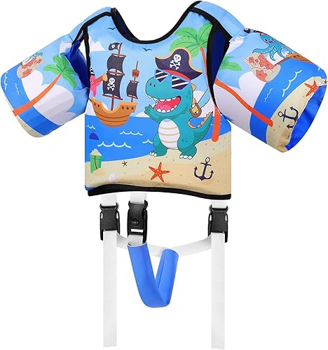 MoKo Chaleco de natación para niños pequeños, chaqueta de natación de dibujos animados para niños que pesan de 22 a 66 libras, flotadores para niños