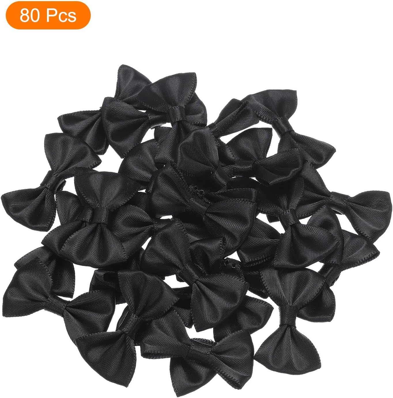 MECCANIXITY 80pcs Black Bow Ties 1.5"x1" Mini Bowknot for Crafting Little Satin Bows Bulk image 3