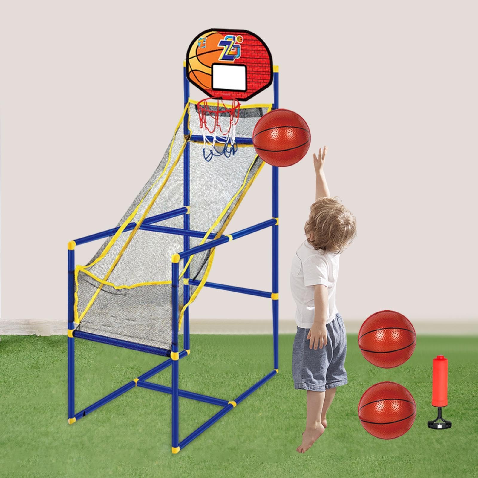 Baoblaze Gioco di Basket Arcade per Bambini Canestro da Basket al Coperto Porta da Basket per Ragazzi e Ragazze, con 3 Palline