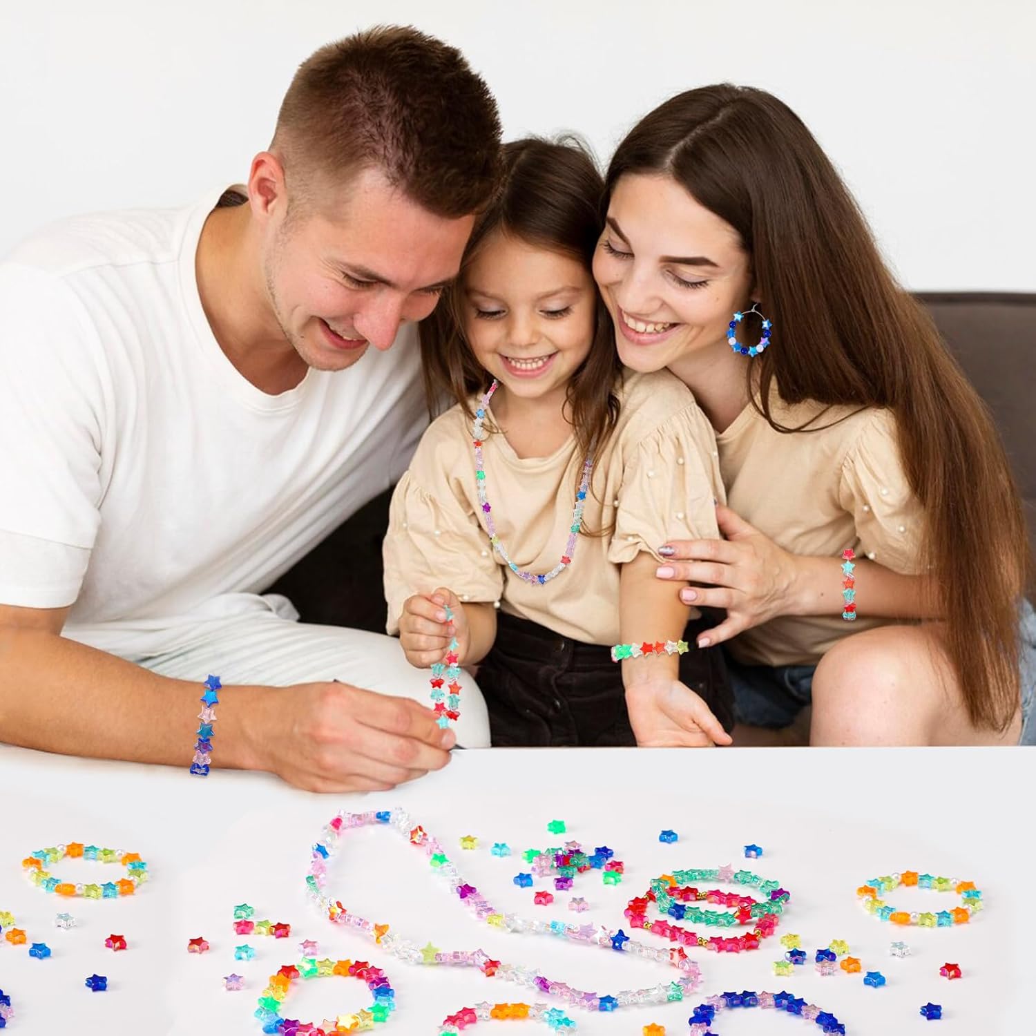 UPINS 900Pcs Acrylic Star DIY Beads, 12 Mixed AB Colors for Jewelry Making Crafts, Small - Image 6