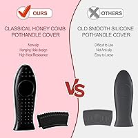 Vista 4 de Joyhalo Fundas para mango de sartén de hierro fundido, paquete de 6, resistentes al calor, fundas de silicona para mango de olla, color negro