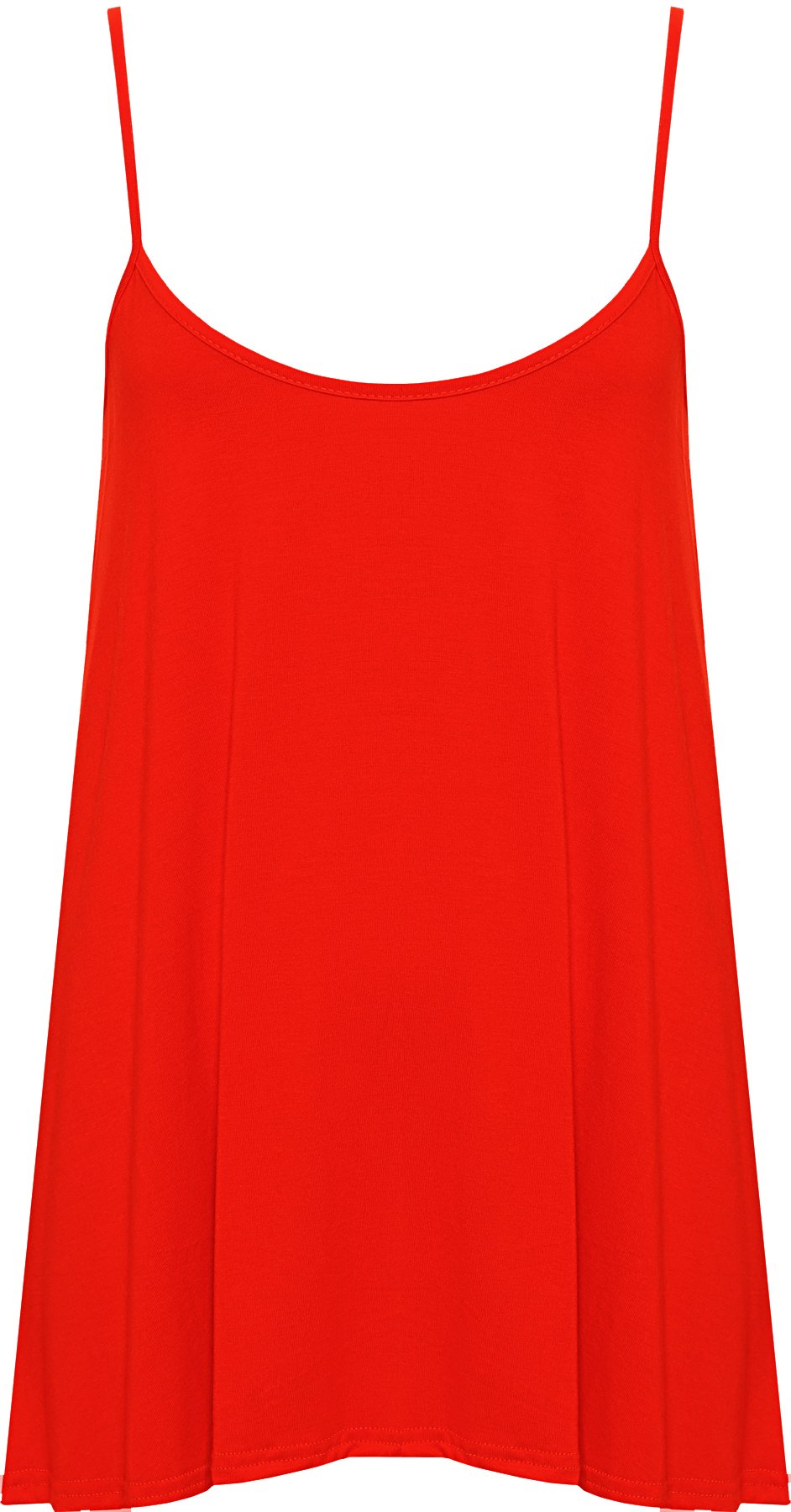 Wearall Women's Red Plus Size Plain Strappy Sleeveless Swing Cami Vest Top - 24-26