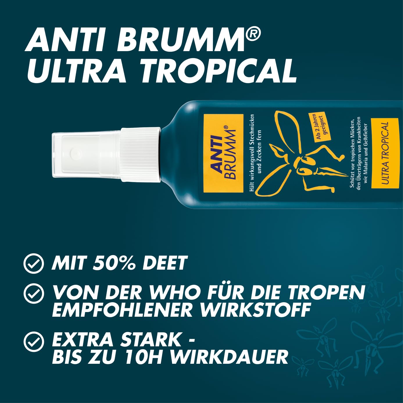 Anti Brumm Ultra Tropical Pumpspray, 150 ml: Insekten-Repellent für effektiven Schutz gegen Mücken und Zecken, Mückenspray mit DEET