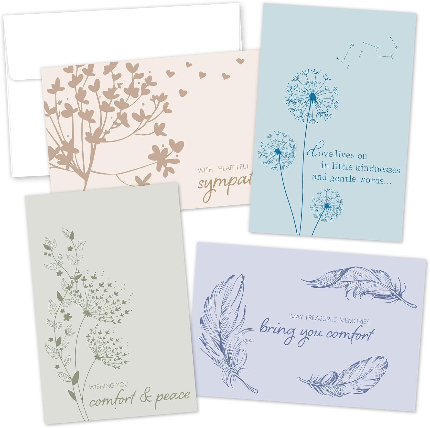 Whaline 4 Color Funeral Thank You Cards 32 Pack Sympathy Thank You Card with Stickers Envelopes Bereavement Card with Message for Memorial Service Loved Ones Celebration of Life, 4 x 6 Inch