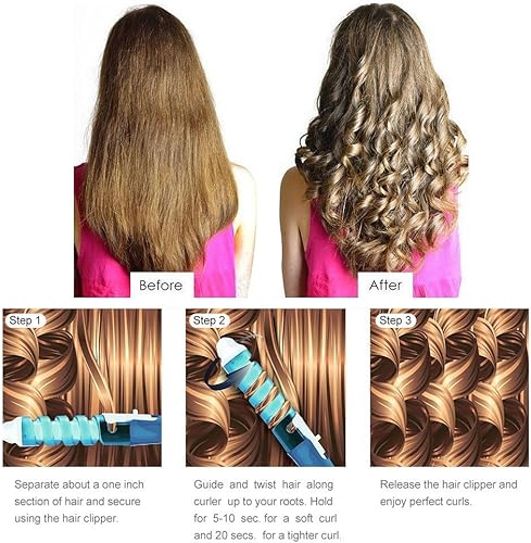 Miniatura 3 de Profesional portátil peluquería espiral rizador de cerámica rizador de pelo Waver Maker rizador de pelo varita rizadora (naranja)