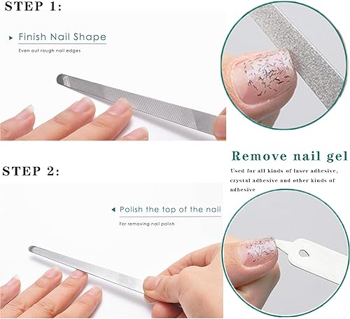 Miniatura 3 de 4 limas de uñas de polvo de 8 diamantes  Archivos de acero inoxidable para uñas  9 pulgadas