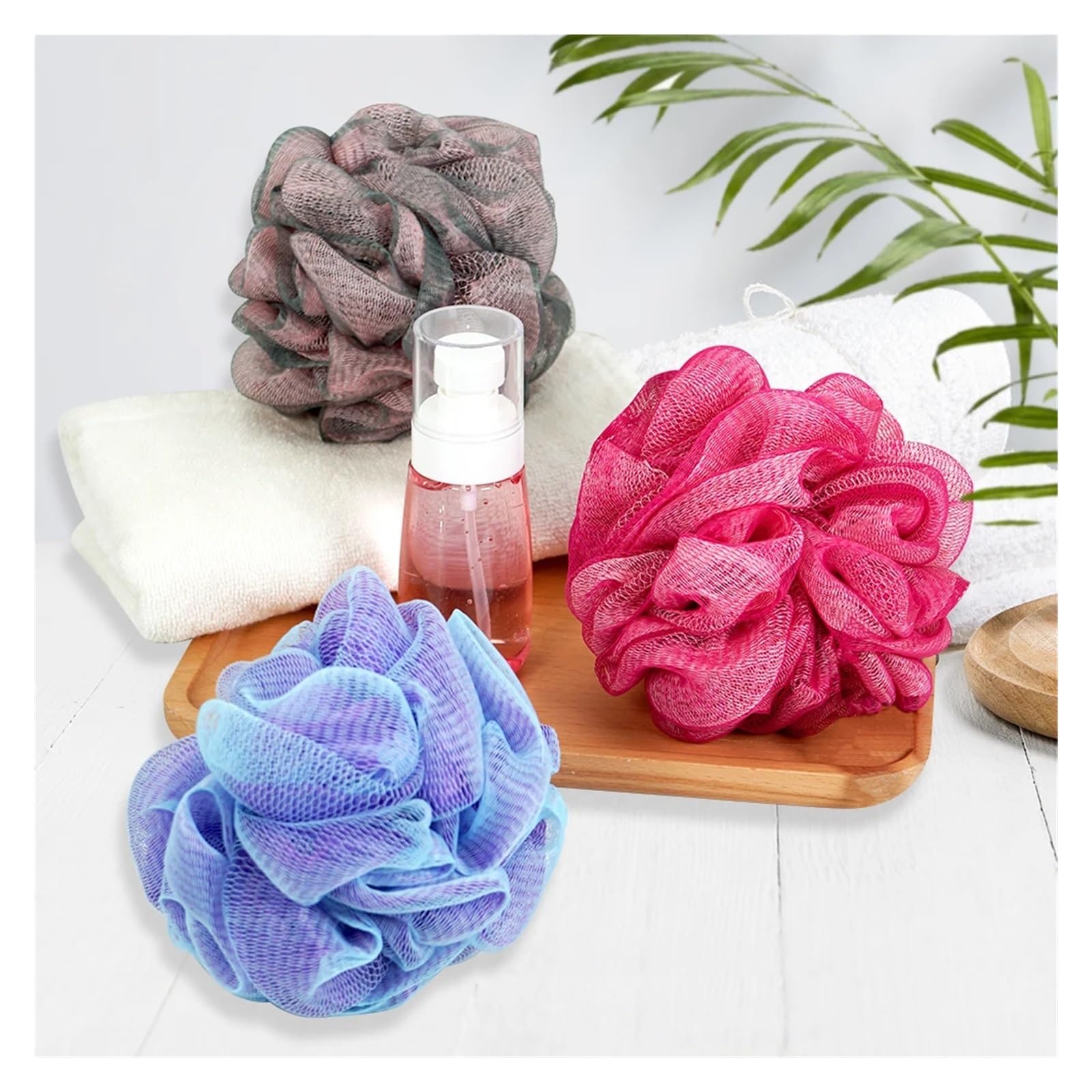 Esponja BañO Esponja de baño de malla extra suave for ducha, paquete de 1/2/3 unidades, exfoliante corporal for mujeres y hombres(Pink-3pcs)