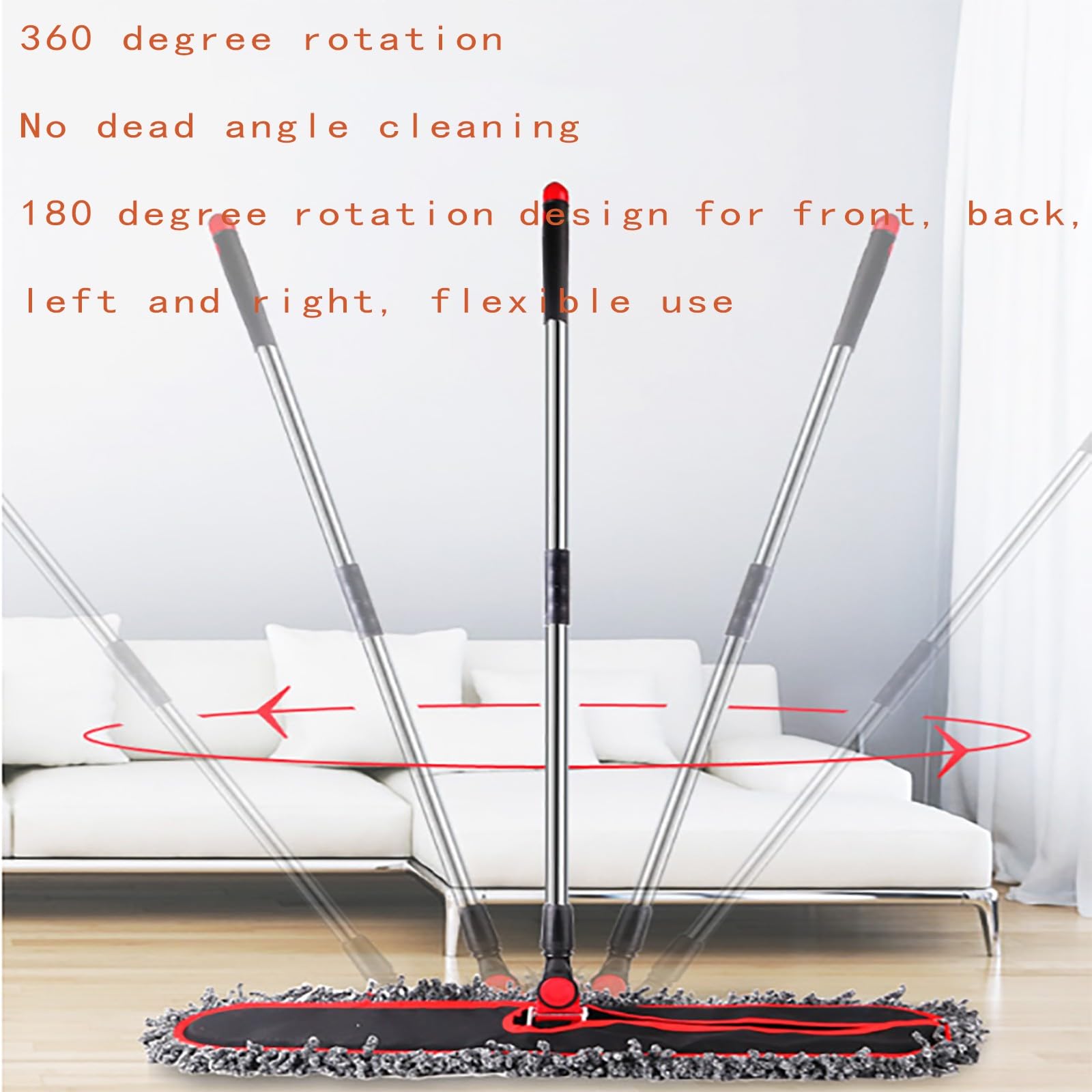 Trapeador de limpieza profunda para limpieza de pisos, ideal para madera dura, laminados, baldosas, almohadilla de trapeador de limpieza en seco y húmedo de microfibra A,135 * 70 * 10cm