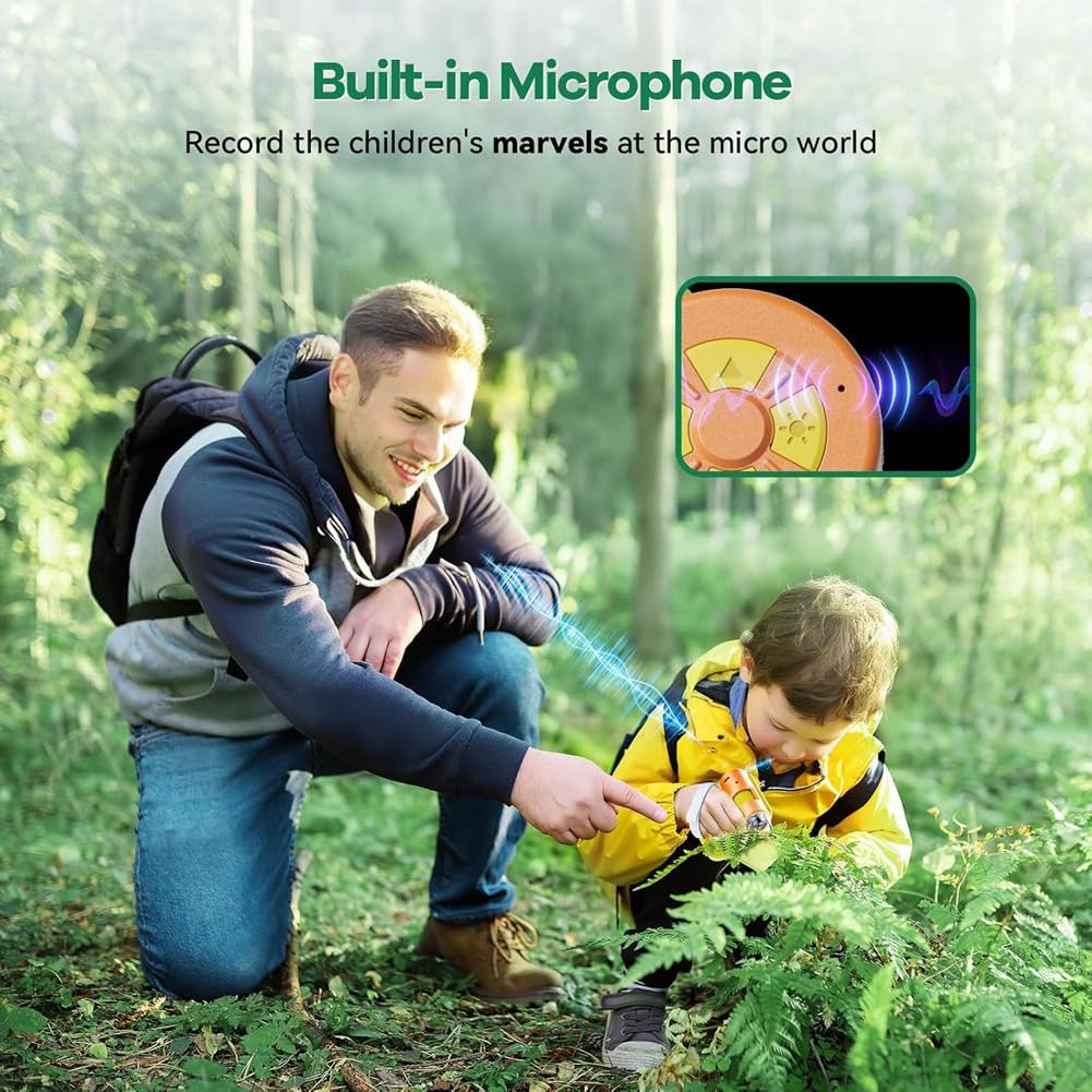 Microscopio para Niños 1000X [3-En-1] Microscopio Digital Portátil de 2 Pulgadas 1080P, Microscopio de Bolsillo Portátil