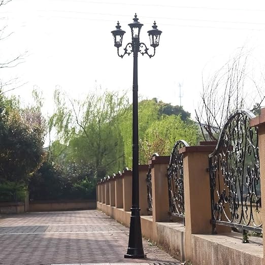 GUOCC Creative 3 Heads E27 High Pole Glass Street Lamp European Elegant Retro Landscape Light Aluminum Alloy Die Casting Outdoor Waterproof Garden Pillar Column Lights Lights Fixture photo 2