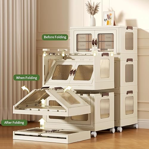 Miniatura 6 de villertech Contenedores de almacenamiento apilables de 60 cuartos de galón, contenedores de almacenamiento plegables con tapas y puertas, caja de