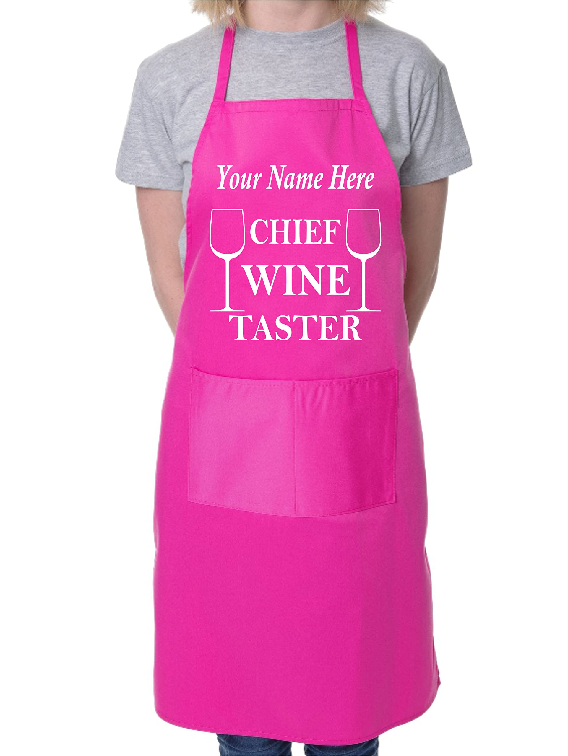 Print4U Personalise This Apron Chief Wine Taster Any Name Here BBQ Cooking Apron Pink