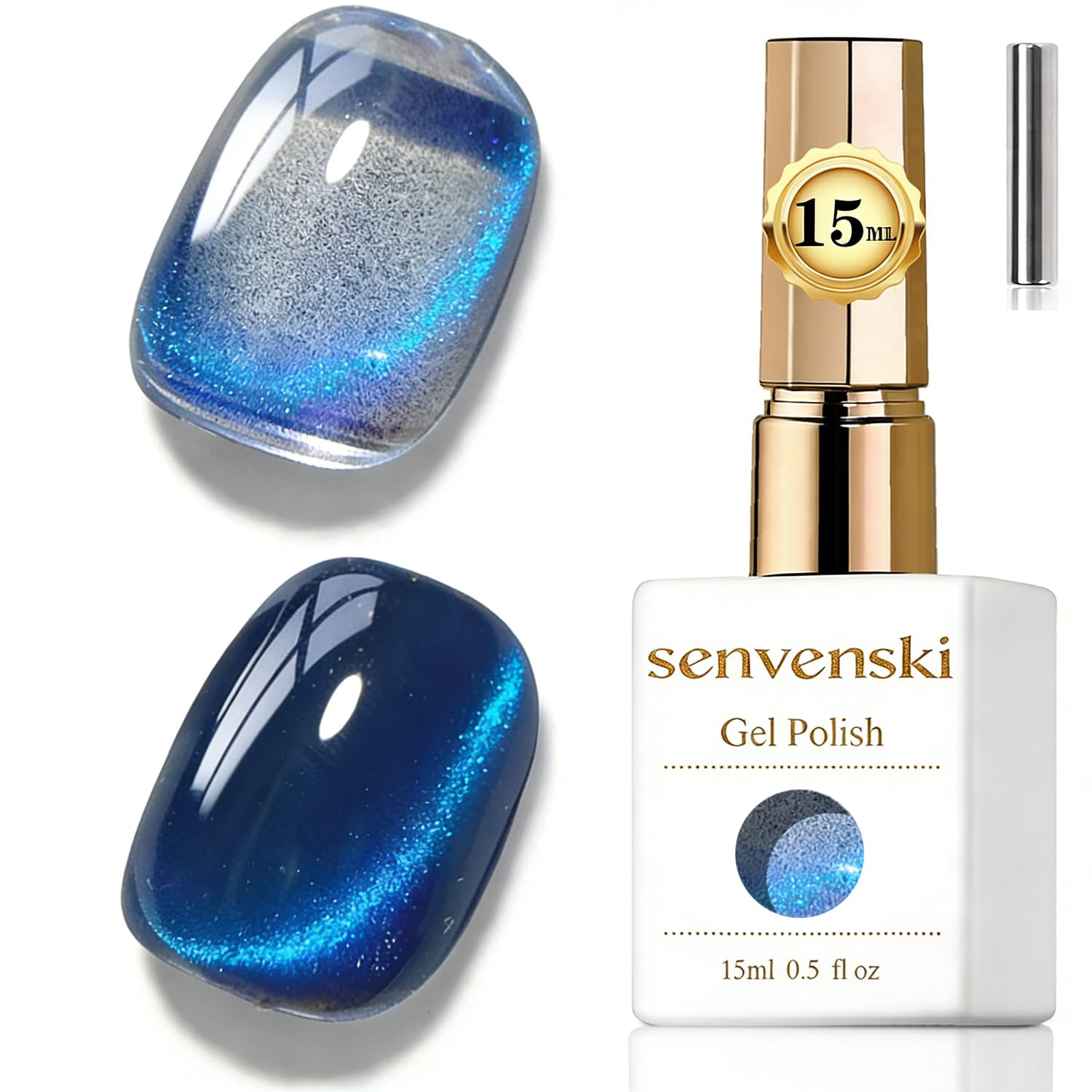 Senvenski Gelee Glas Cat Eye Gel Nagellack mit Magnet 15ML Magnetisch 3D Galaxie Holographisch Reflektierend Glitzernd Durchsichtig Farbe Gellack Salon Home DIY