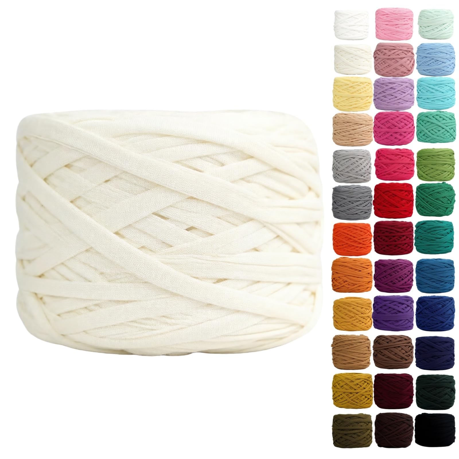 Binwat T Shirt Yarn for Crocheting 150m Elastic Ribbon Yarn Thick Crochet Fabric Yarn, Knitting T-Shirt Yarn for Crochet Bag/Blanket/Basket, DIY Crafts Projects, Home Decor (Beige) โ image 1