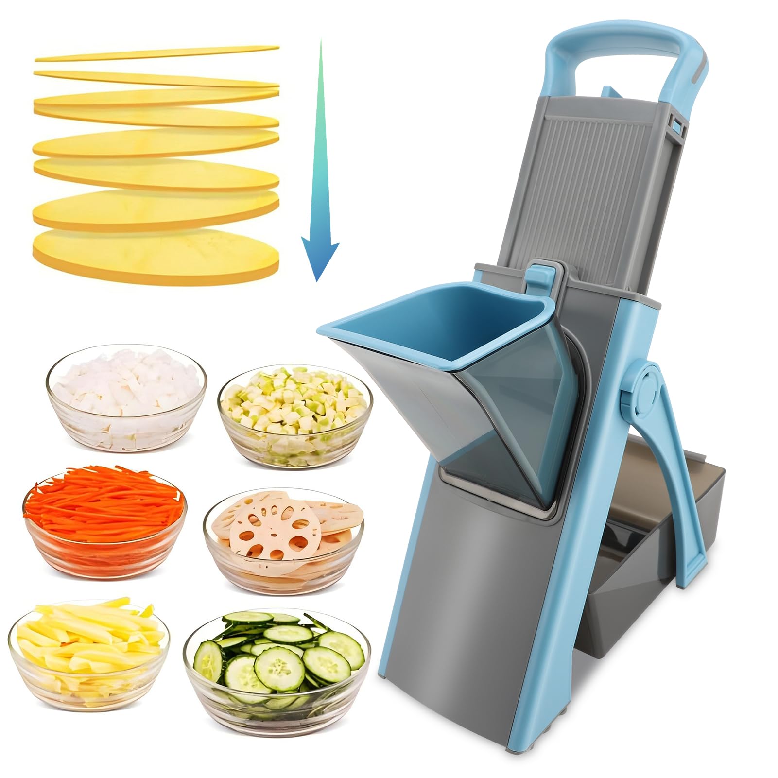 Picadora de Alimentos de Cocina Multifuncional, Trituradora de Verduras Manual para Uso Doméstico y Comercial (BLUE)