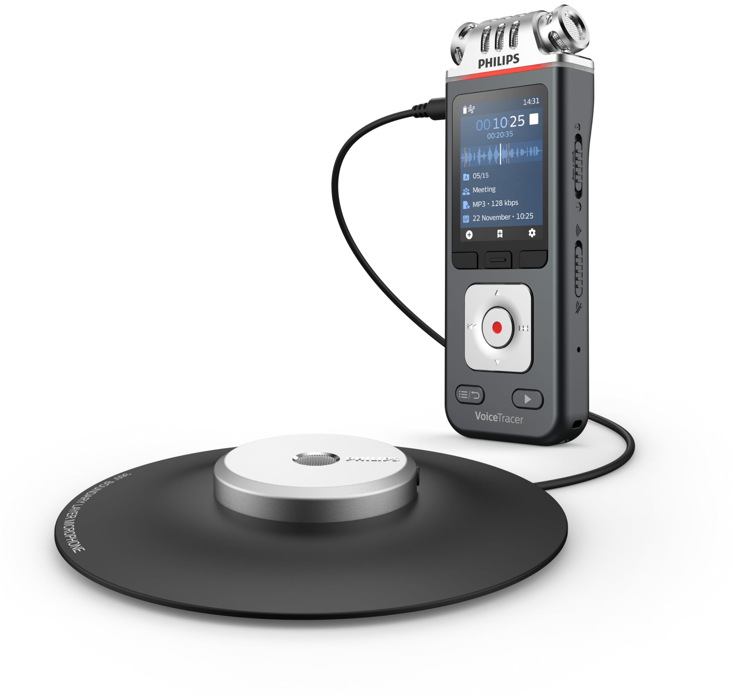 Philips VoiceTracer DVT8115 Meeting Recorder with Sembly AI Speech-to-Text Software Trial