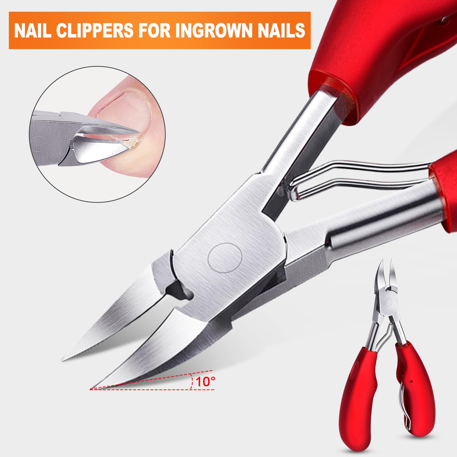 Zehennagelknipser für Senioren Dicke Zehennägel, Podologen Zehennagelzange Professionelle Nagelknipser Scharfe gebogene Klinge Ergonomischer Rutschfester Langer Griff Zehennagelknipser für