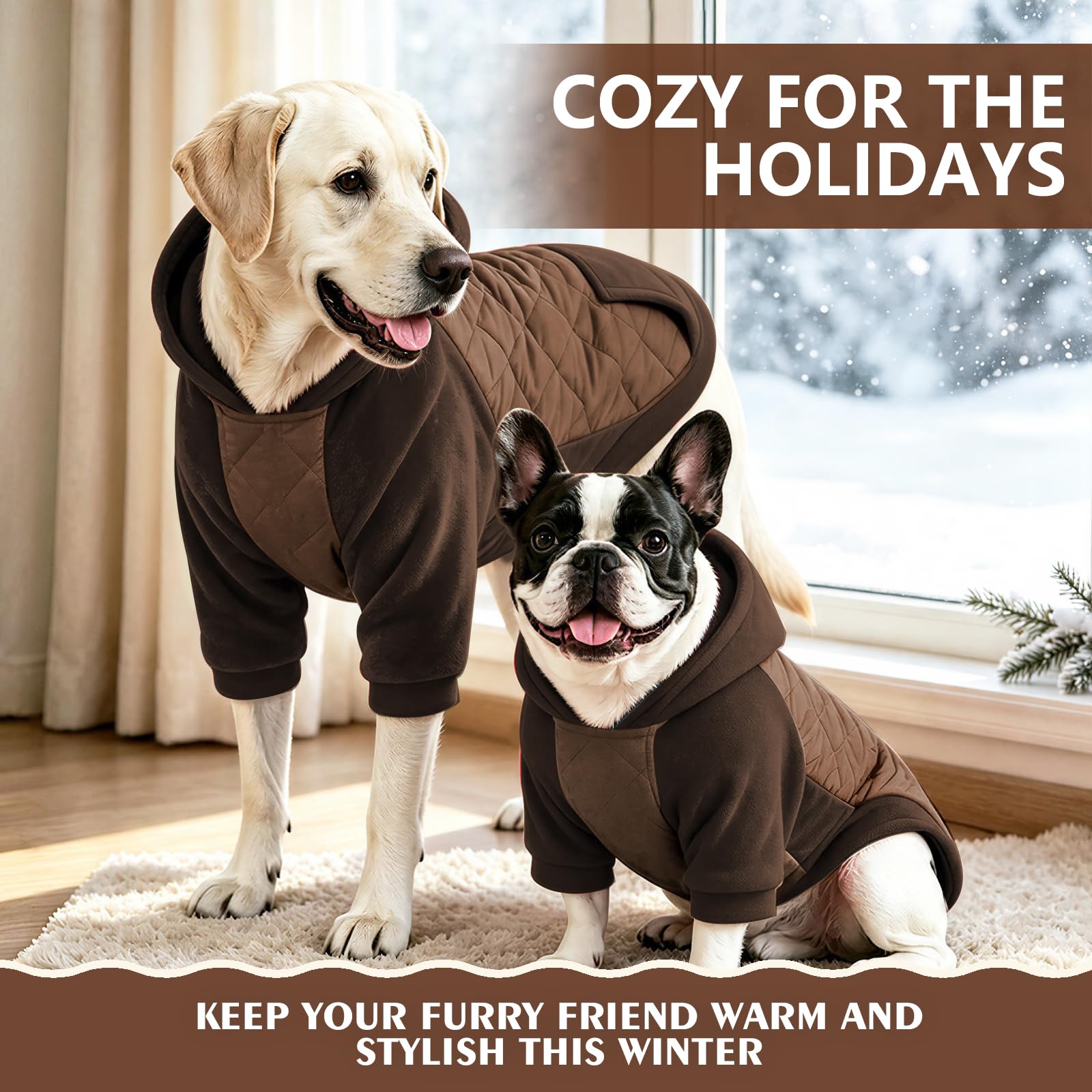Cappottino imbottito con cappuccio per cani, invernale, a 2 gambe