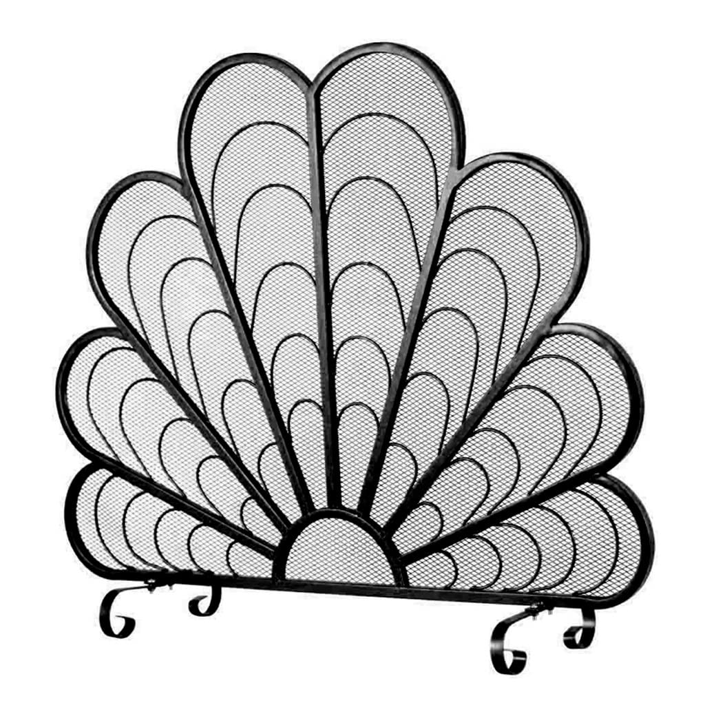 Pantallas para chimenea de hierro tallado WOTZOV valla de lujo con diseño de pavo real calado