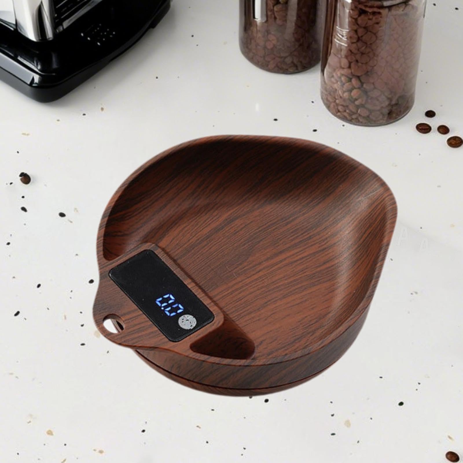 Kaffeebohnenwaage, Wiegegerät, stabile Basis, elektronische Waage für Cafés und Küche, Braun