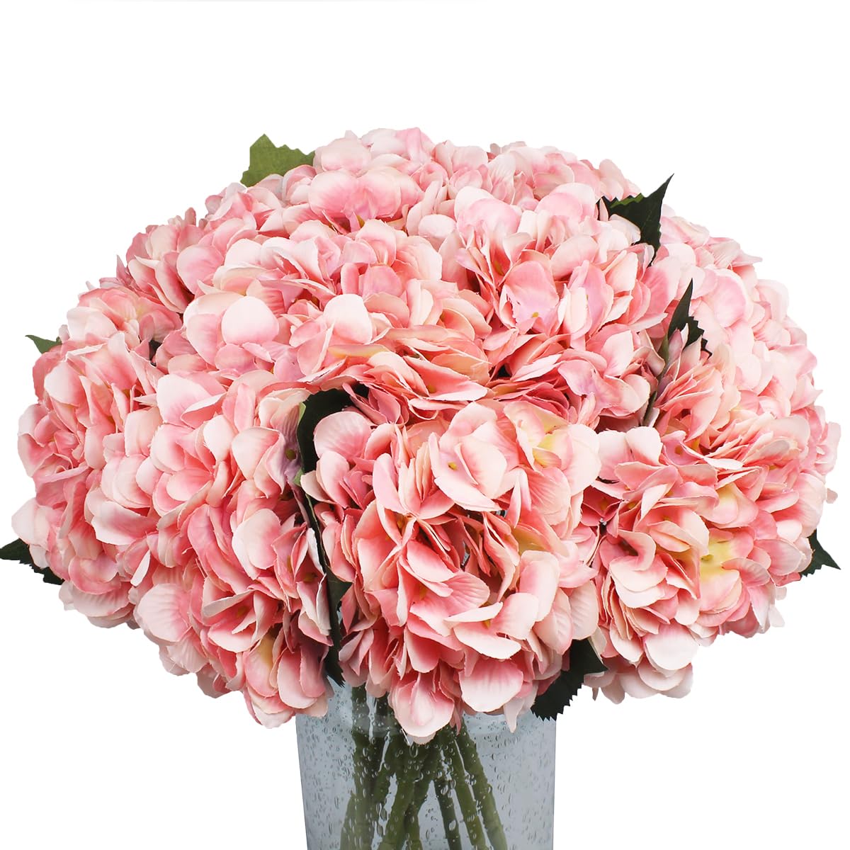 Blooming Paradise Pack of 3 Artificial Fake Flowers Plants Silk Hydrangea Arrangements Wedding Bouquets Decorations Plastic Floral Table Centerpieces Home Kitchen Garden Party Festival Bar(Pink) โ image 1