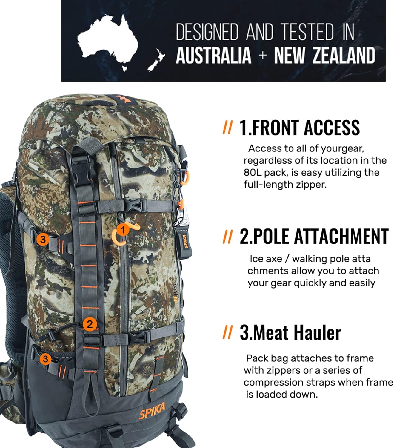 SPIKA Hunting Backpacks for Men,Internal Frame Hunting Pack with Rifle