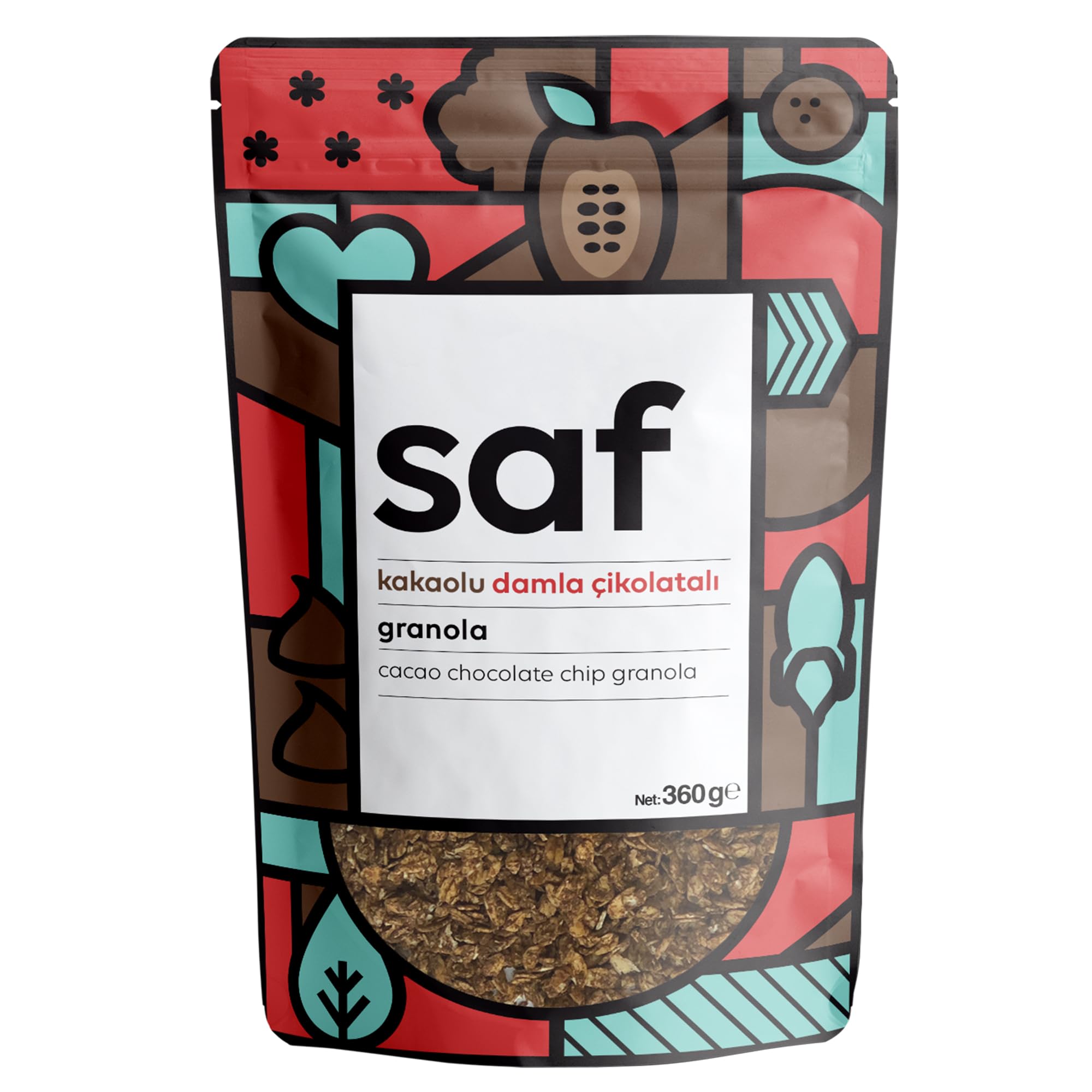 Saf Kakaolu & Damla Çikolatalı Granola 360gr