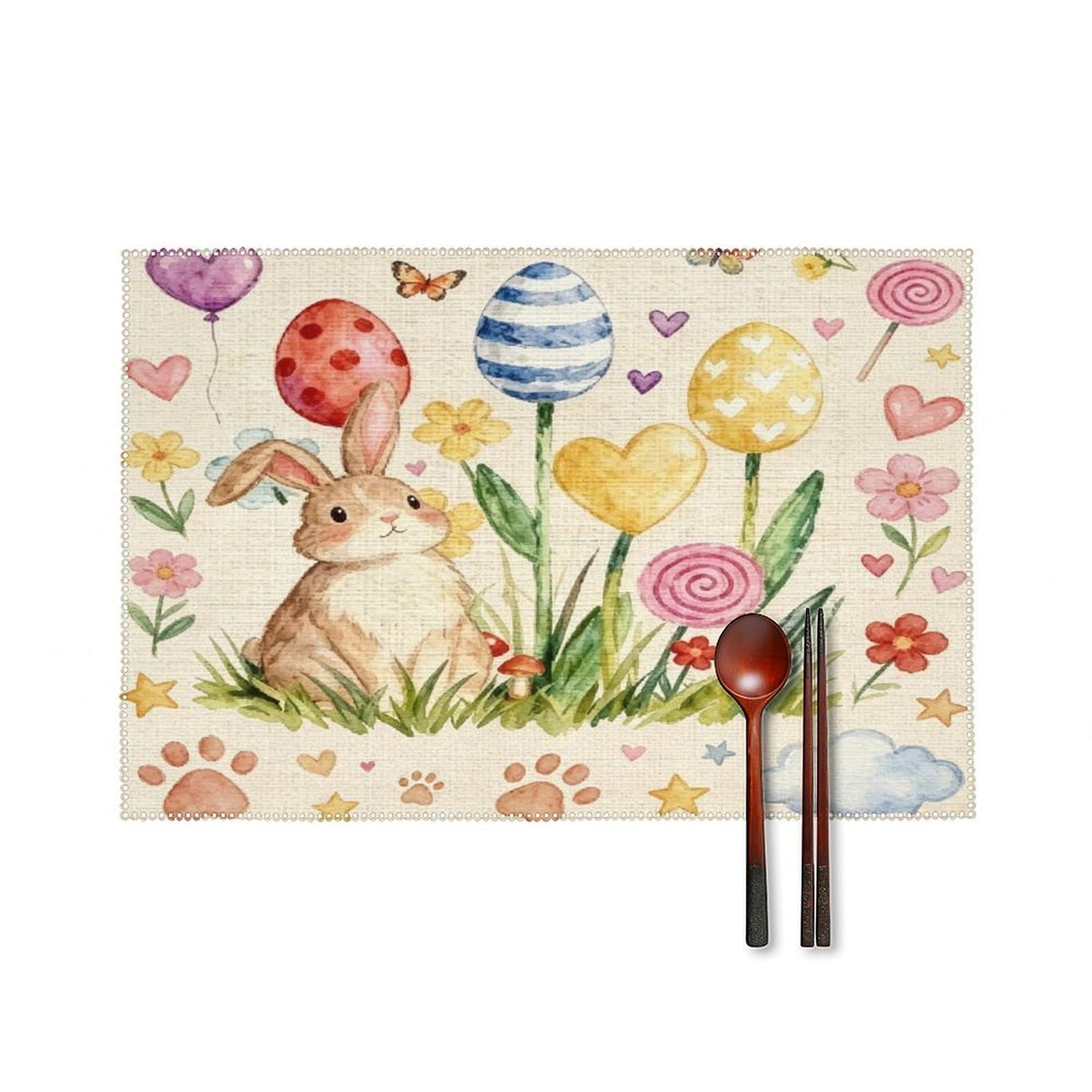 Fekiloot Style Little Bunny Placemats Set Of 6,Table Mat
