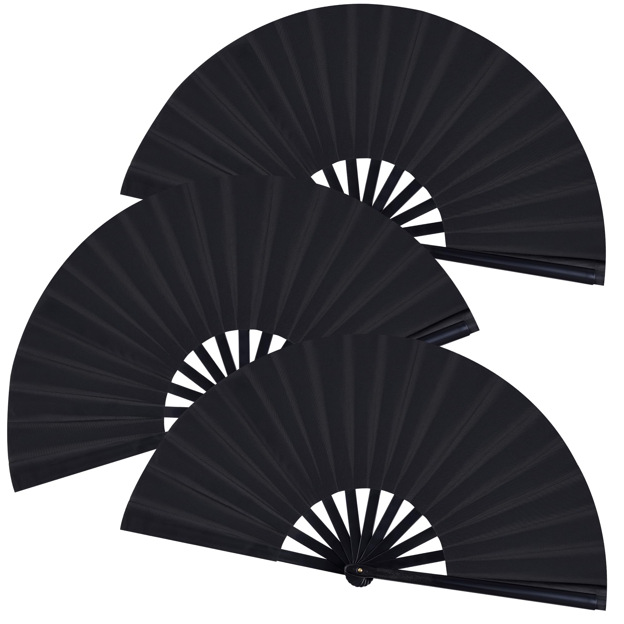 Marrywindix 3 Pcs Large Chinese Folding Fan Big Handheld Clap Fans for Men and Women Performance Line Dance Decorations Ev...