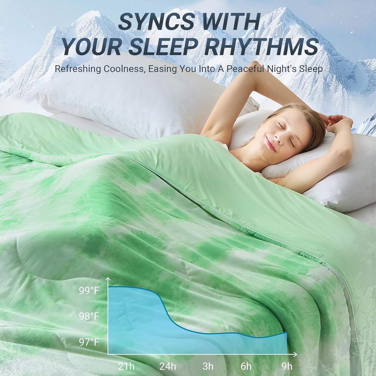 Cooling Comforter Queen Size, Double Sided Cooling Blankets for Hot Sleepers, Soft Breathable Lightweight Summer Cooling Comforter for Night Sweats Absorbs Body HEA - Image 2