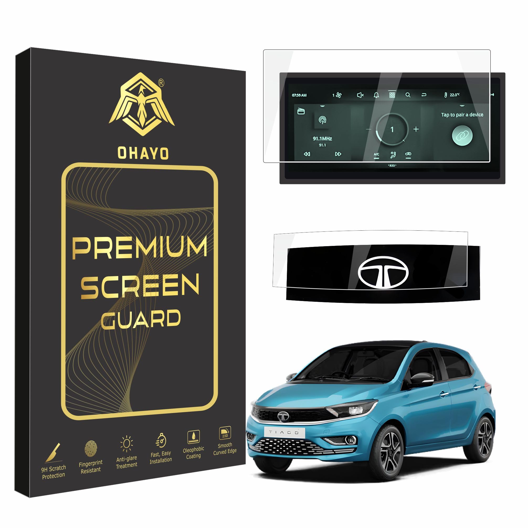 OHAYO Screen Protector for TATA Tiago 2025 | 10.25 Inch Infotainment (Thin Bezel) + Steering Scratch Guard | Anti-Scratch Digital Display Accessory | Not Tempered Glass-image-21
