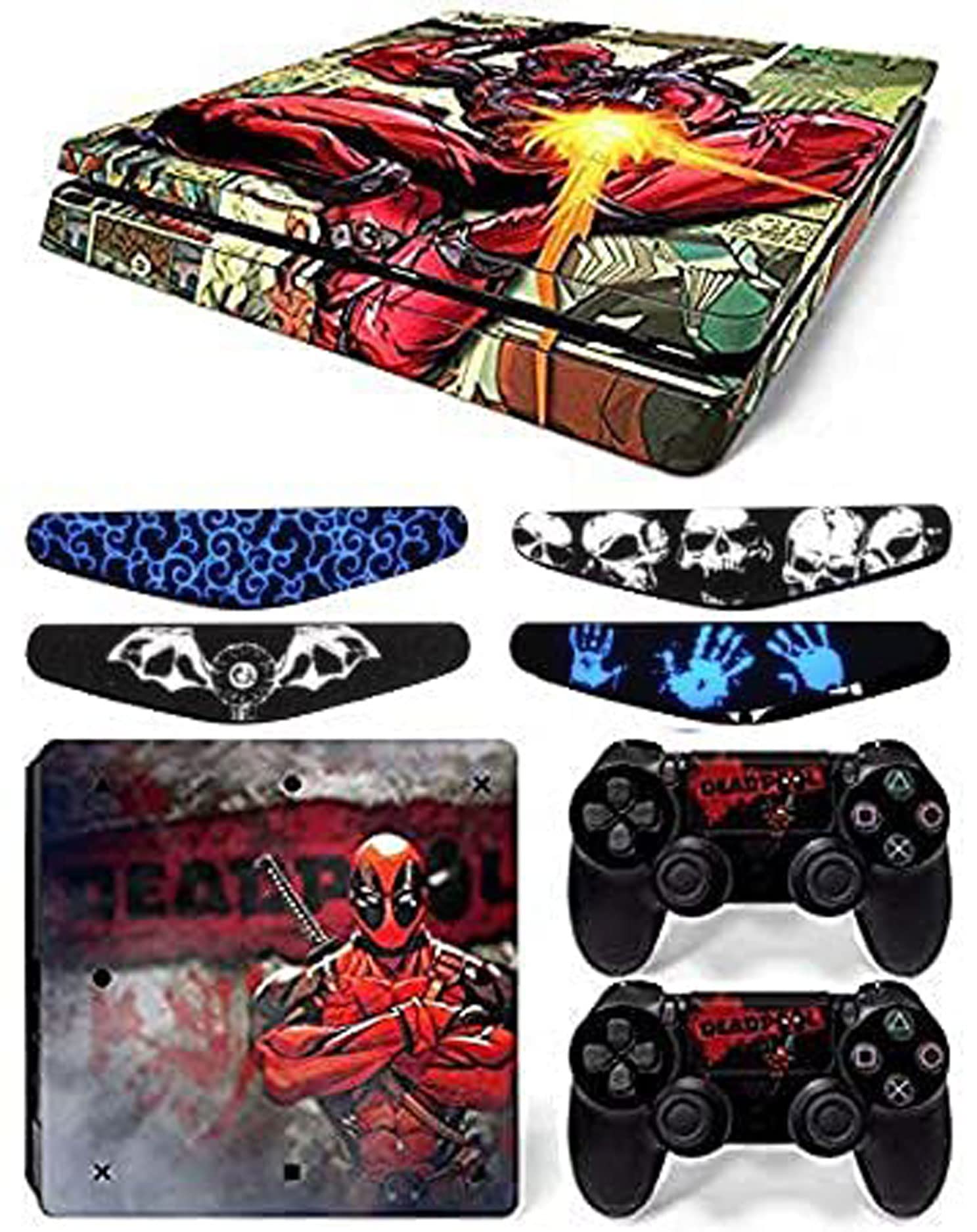 Elton Dead-Pool Superhero Theme 3M Skin Sticker Cover for PS4 Slim Console and Controllers Full Set Console Decal Stickers for Front & Back 4 Led bar Decal +2 Controller Decal Cover (B08WLWXTJ8) Amazon Price History, Amazon Price Tracker