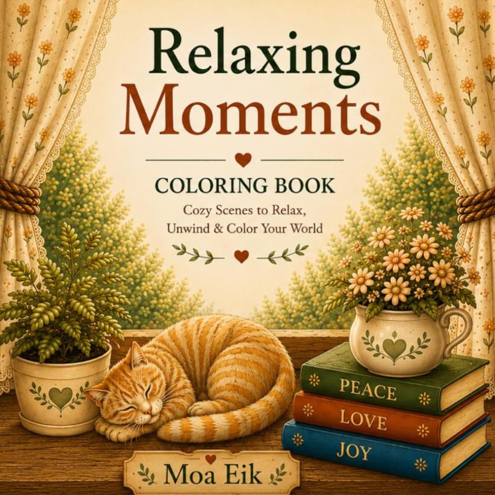 Relaxing Moments coloring Book: Cozy scenes to Relax, Unwind & Color Your World
